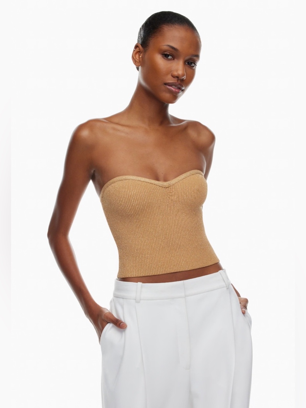 Babaton Sculpt Knit Sweetheart Tube Top, Size XS